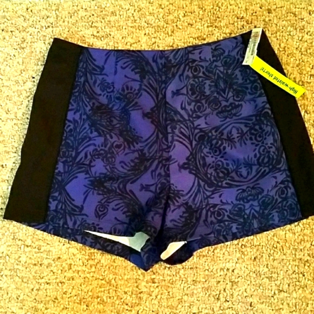 Forever 21 high-waisted purple flash black shorts